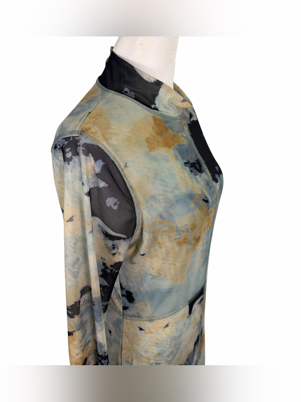 Fashion Nova Abstract Mesh Maxi Dress XL | Bodycon Mock Neck Long Sleeve Y2K - Picture 5 of 13